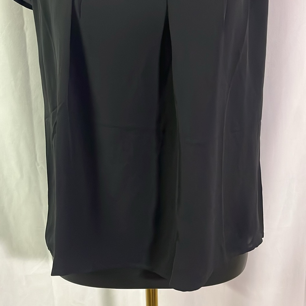 NWT Brooks Brother Black Short Sleeve Silk Keyhole Neck Blouse - Picture 7 of 16